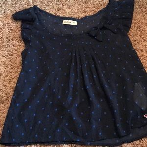 Hollister navy & blue polka dot blouse